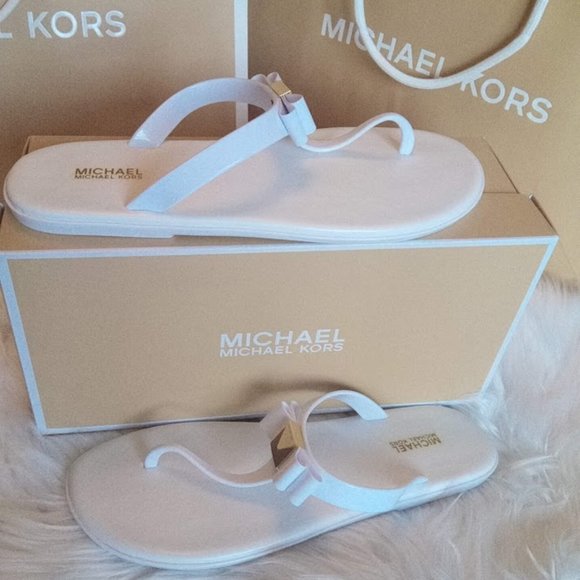 New In Box Michael Kors Jelly Plate White Thong Sandals Slip-Ons Slippers US 9M - Picture 3 of 17